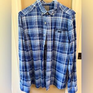 Vineyard Vines Men's Blue Checkered Harbor Long Sleeve Shirt Medium